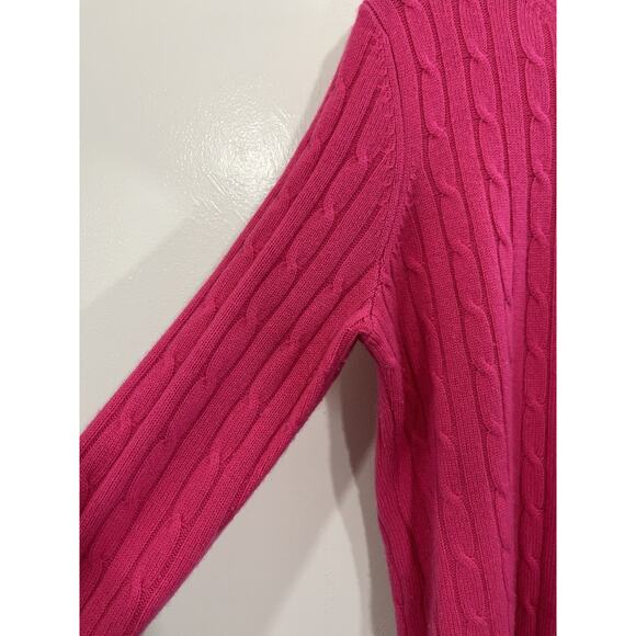 Vineyard Vines Cashmere Sweater XL Pink Cable Knit Fisherman Cotton Preppy - Picture 3 of 14